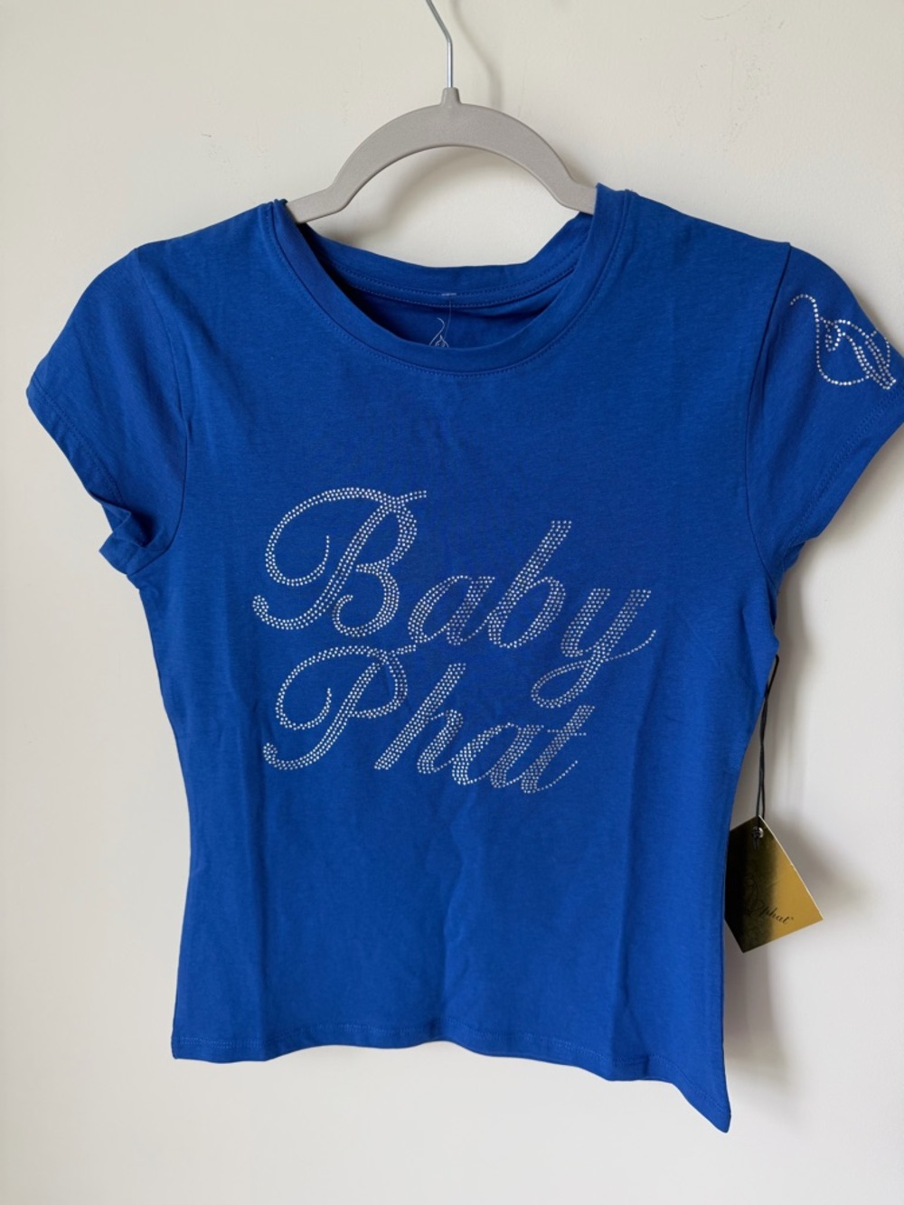 Baby Phat Blue Rhinestone Logo short sleeve shirt